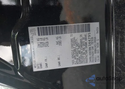 2024 Nissan Altima Sv Fwd from USA, damaged, VIN 1N4BL4DV3RN344795